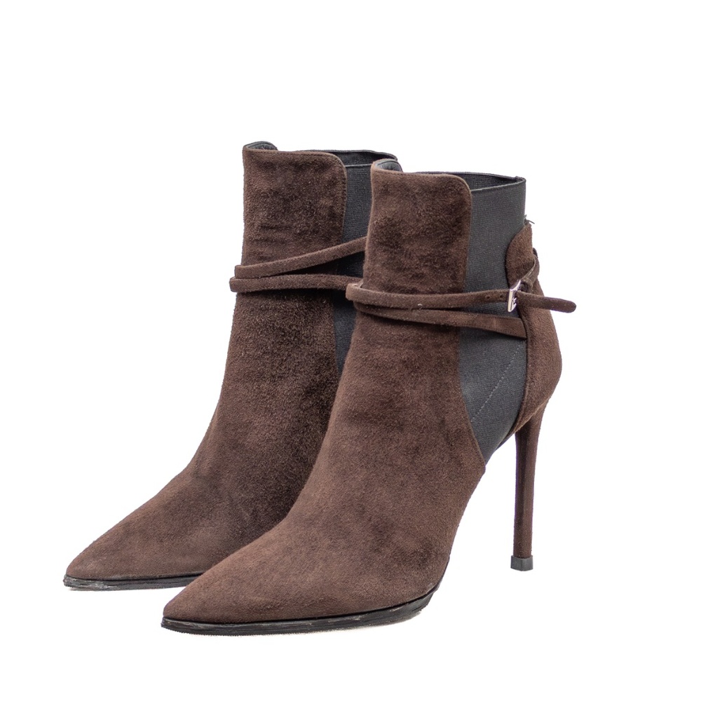 Prada Women's Brown Suede Stiletto Ankle Boots – Size EU 37 (US 6.5 –‎ 7)